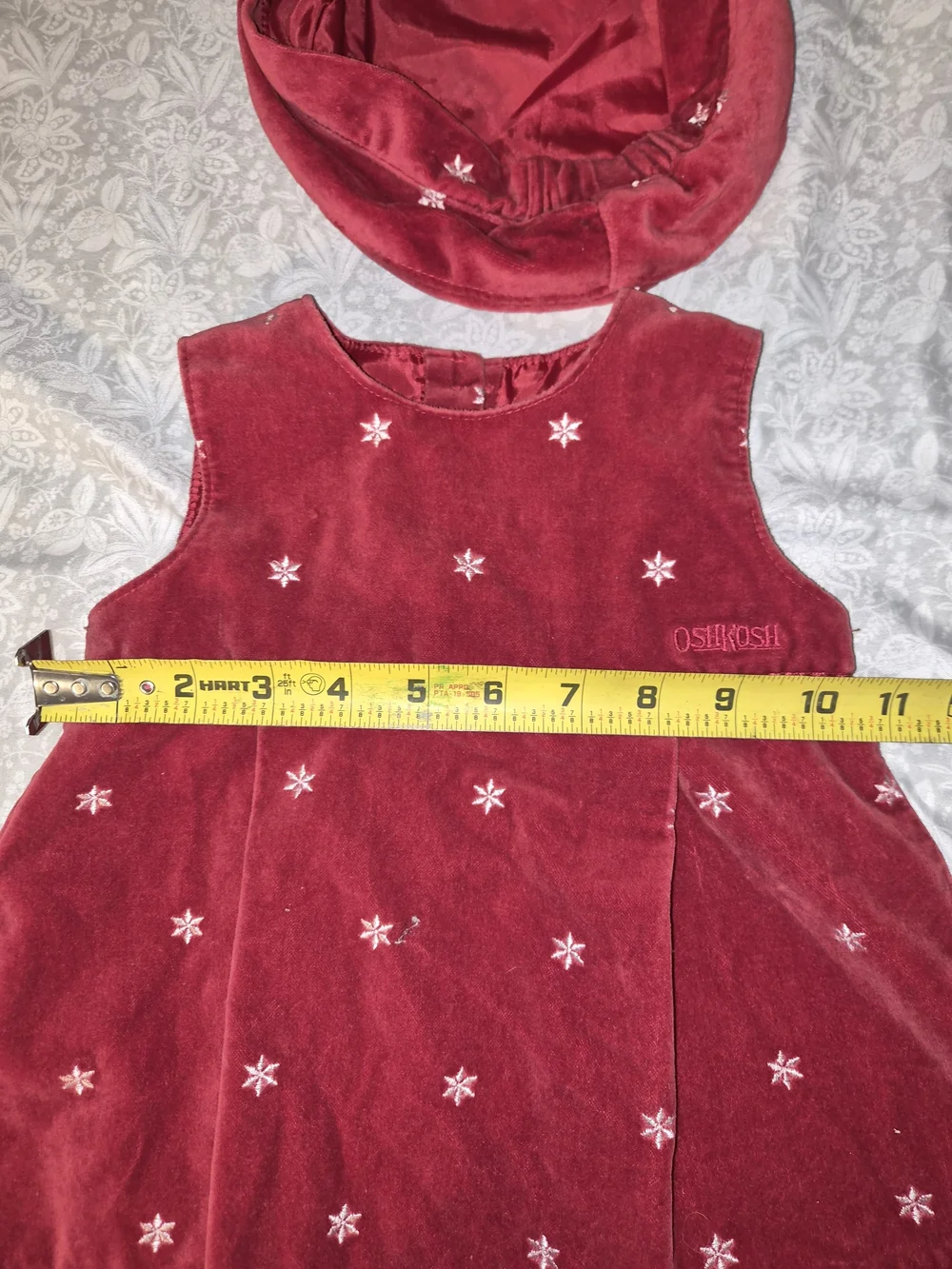 OshKosh B'gosh Red Velvet Dress with Matching Hat